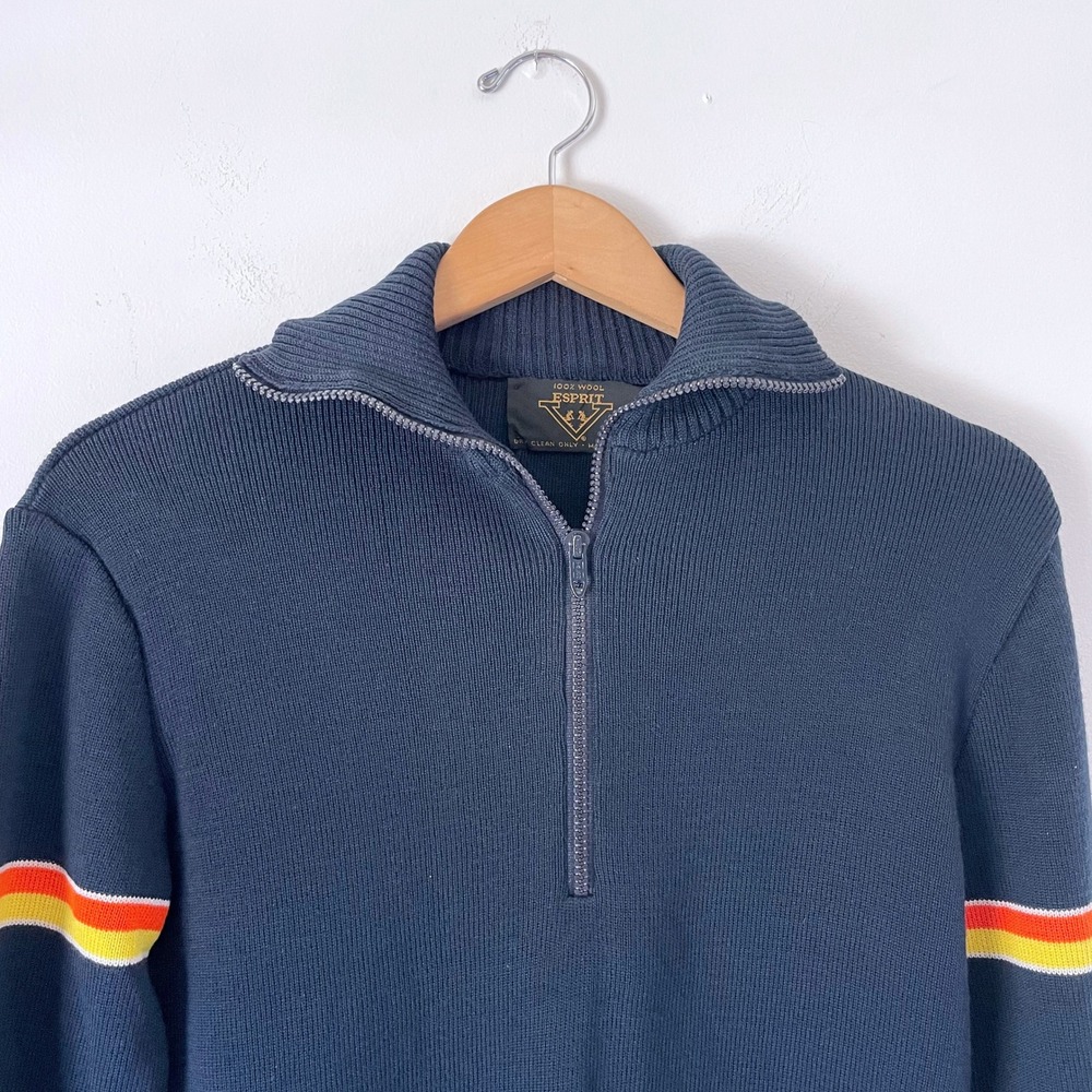Vintage Esprit Wool Quarter Zip Sweater Large Retro 70s Apres Ski Gorpcore‎
